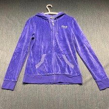 FILA Women  s Hoodie Size M Purple Velour Full Zip Jacket Long Sleeve Cotton