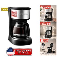 Drip Coffee Maker - 5-Cup Capacity, Glass Carafe, Black
