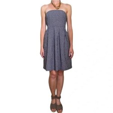 J. Crew Women's Navy White Polka Dot Cotton Strapless Mini Dress Size 4