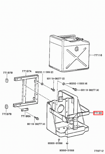 Genuine Toyota LandCruiser 76 70 Series HZJ FZJ RJ PZJ Fuel Jerry Can Bracket - Picture 4 of 4
