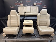 05-07 Ford F250 Lariat Crew Cab Set Of Power Front Rear Tan Leather Seats 4h