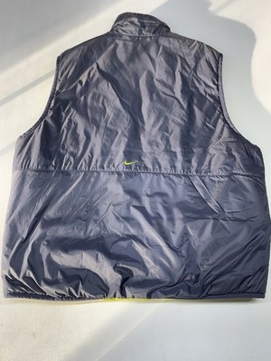 Vintage 90s Nike Reversible Puffer Vest Jacket Gray Neon Yellow Men s Size XL