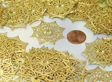 80 Gold Plated Filigree Stampings BASE for making jewelry supply assemblage NOS