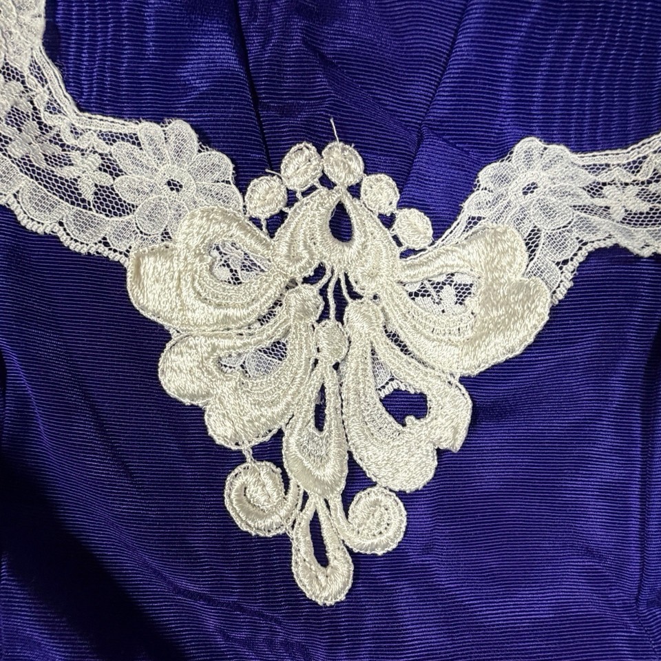 Jessica McClintock Dress Girls 10 1980s Deep Purple basque Lace Bows ...