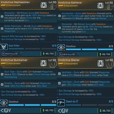 Borderlands 4   COV & DAEDALUS ENHANCEMENT   SET of 4 GOD ROLL PACK  
