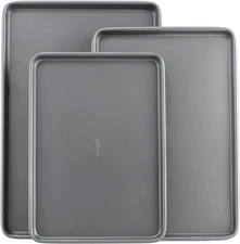 Nonstick Carbon Steel Baking Sheet Set 3-Pack Cookie Pans SM/MED/LG Bakeware