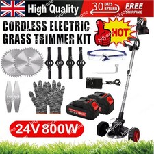 21V Electric Cordless Grass Trimmer Strimmer Garden Edger Cutter with 2 Battery