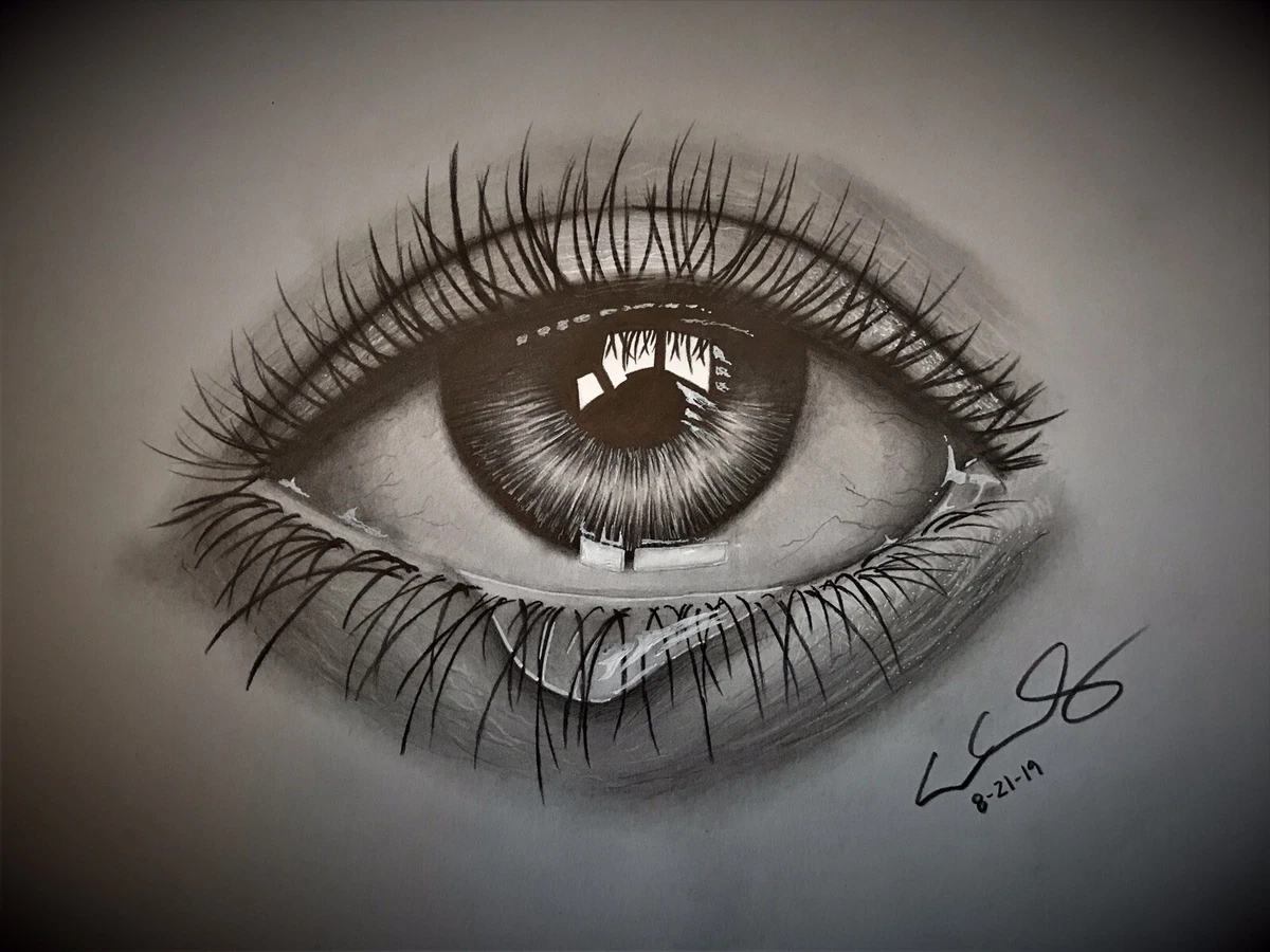 Black And White Ivory Paper Crying Eye Pencil Sketch, Size: A4