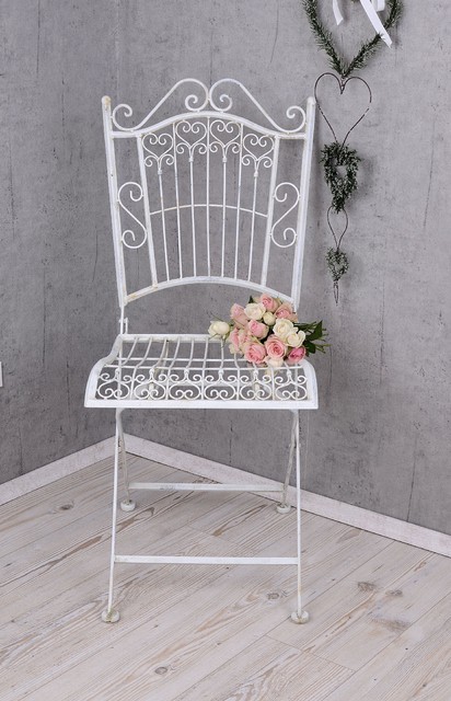 Gartenstuhl antik WEISS Stuhl Outdoor Schmiedeeisen ...