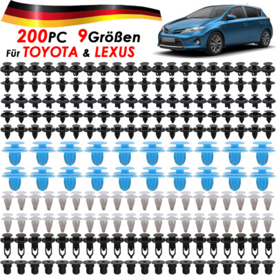 200x Innen Spreiznieten Befestigung Clips Auto Stoßstange Autotür Fit für Toyota