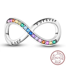 MULA S925 Sterling Silver Charm Colorful AAA CZ Forever LOVE For Women Bracelet