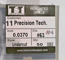 TCT REPOINTED DRILLS UCY 63 0.0370" DIA 0.433" FLUTE LOT OF 50 