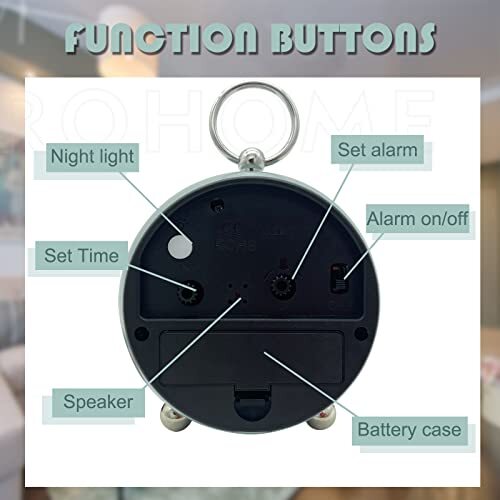 Table Clock Small Metal Desk Clocks Retro Shelf Night Light Clock for Living ...