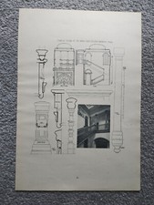 Window at Tuesley Court, Surrey & Staicase at Cowley St - Antique Print - 1913