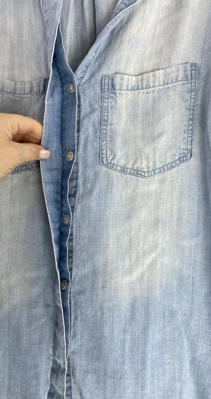 Harper Blue Chambray Button Down Long Sleeve Top … - image 6