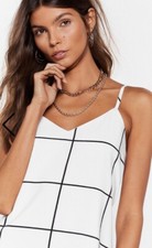 White Midi Checkered Dress Size 6