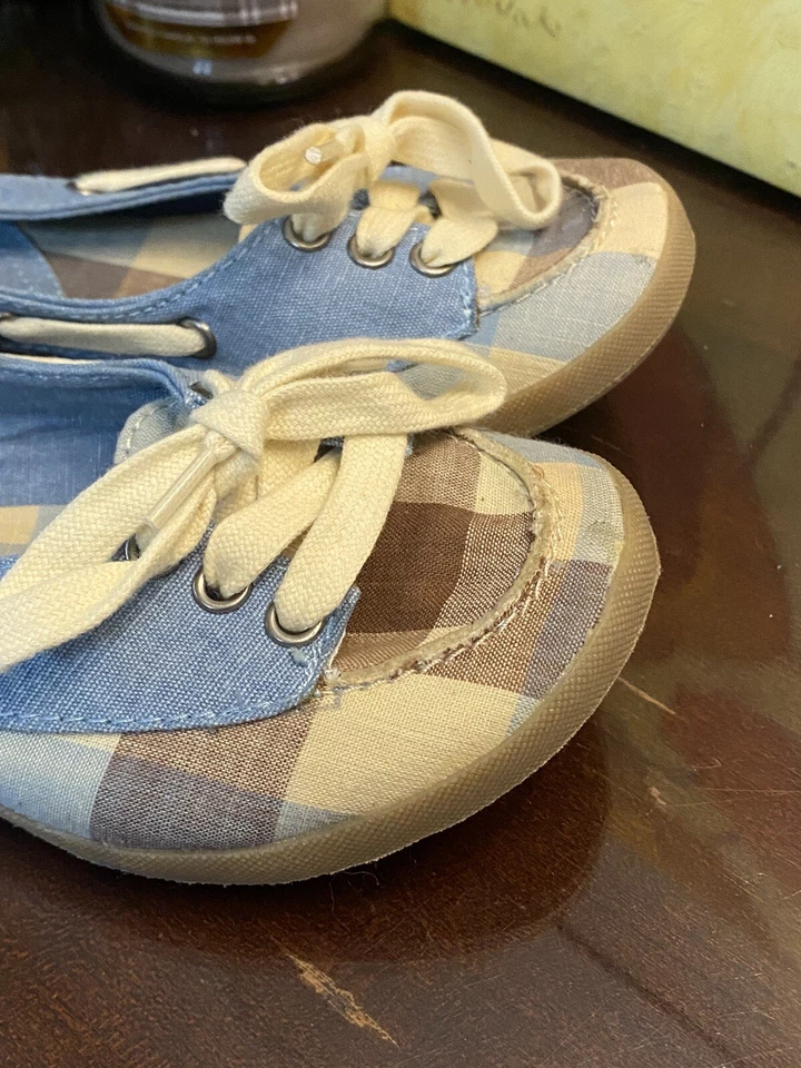 Mocasines planos Big Buddha para mujer sin cordones GATE primavera talla 7,5 a cuadros azules sin cordones Foto 2 de 4