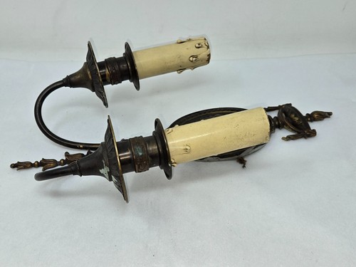 DE COLECCIÓN ADORNADO BRONCE ELECTRIFICADO 2 BRAZOS APLIQUE DE PARED LUZ DISEÑO ANTORCHA SUPERIOR - Imagen 6 de 8