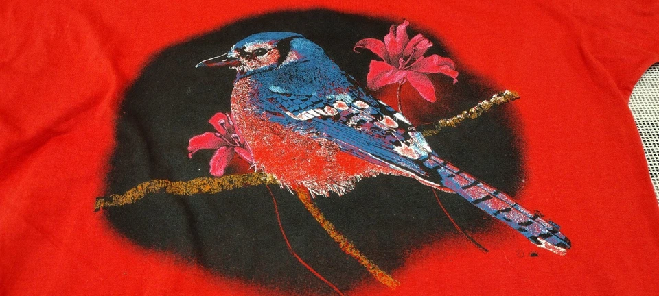 Camiseta Top ROJA Años 80 Azul Pájaro Clovelly NEW WAVE Talla M Algodón Almohadillas para el Hombro Foto 4 de 4