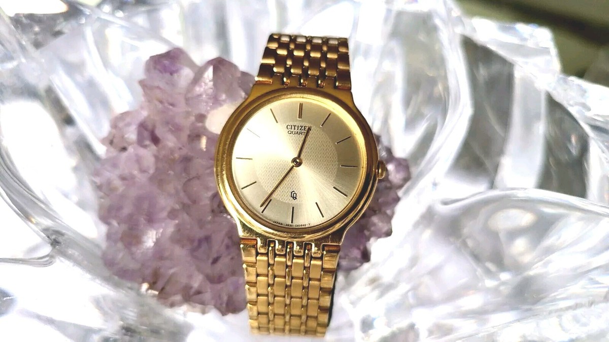 Citizen Gold Tone Stainless Steel Quartz Gold Dial Watch | eBay