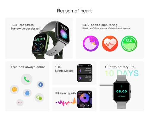 Smartwatch Android dla kobiet mężczyzn (odbierz / zadzwoń) Fitness Tracker Zegarek na rękę - Zdjęcie 4 z 20