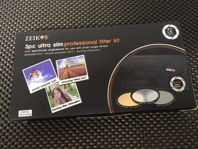 Zeikos 3-Piece Ultra Slim Multi Coated Filter Kit (72mm UV/Warming/CPL) w/ Pouch - Image 2 of 2