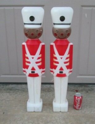 2x Blow Molds Black African American Christmas Nutcracker Toy Soldiers Light Ups