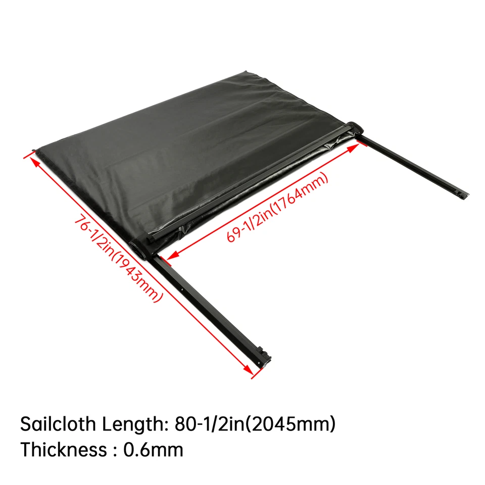 FOR 88-07 CHEVY SILVERADO/GMC SIERRA 1500 6.5FT BED SOFT ROLL-UP TONNEAU COVER - Image 2 of 4