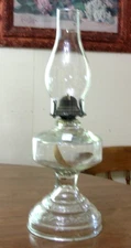 Vintage Wedding Scroll Base Clear Glass Oil Lamp Chimney #2 Burner #38