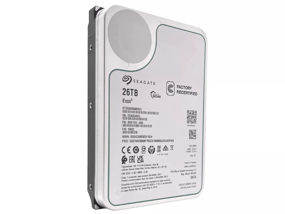 Seagate Exos ST26000NM000C 26TB CMR 7200RPM SATA6Gb/s 3.5" Enterprise Hard Drive