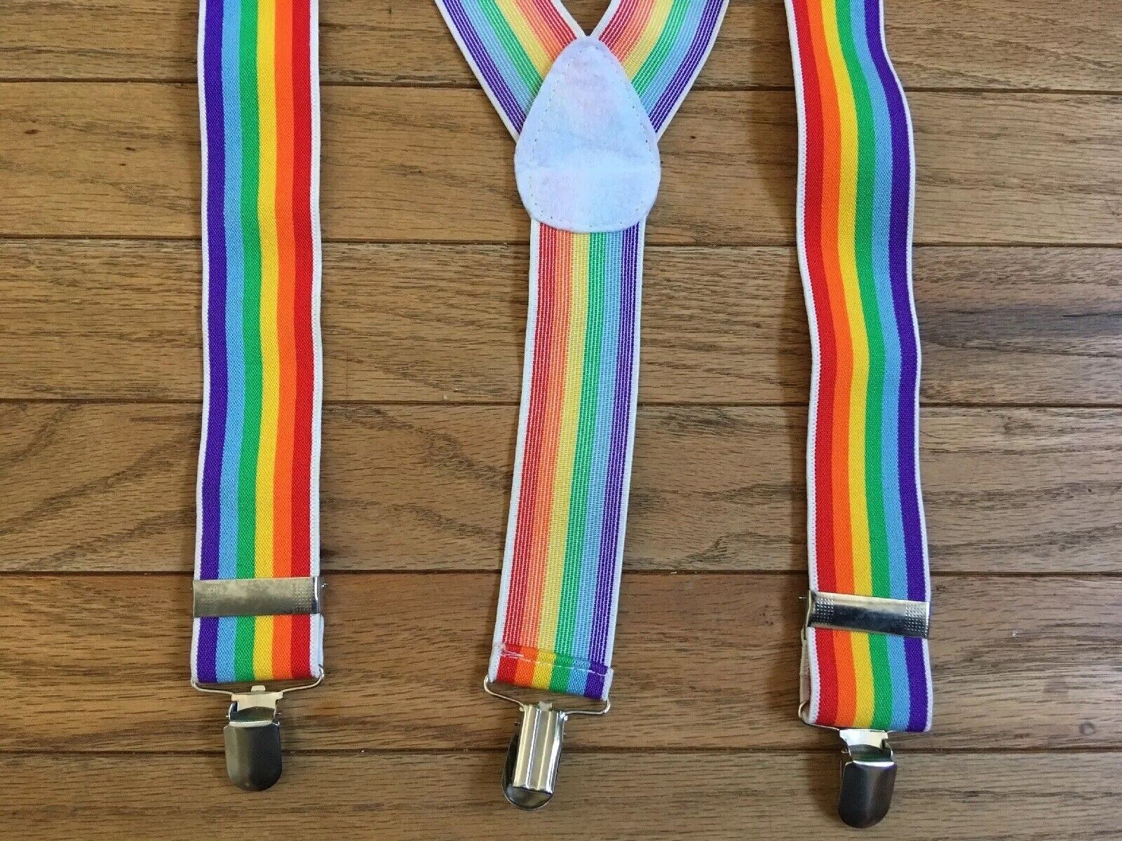 Vintage Rainbow Suspenders Adjustable Clip On 197… - image 3