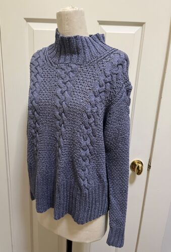 Donna Karan Collection Sweater Cable Knit Turtleneck 100% Cotton Size L EC - Picture 3 of 6