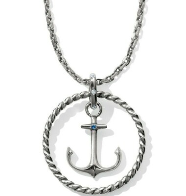 NWT Brighton BLUE WATER ANCHOR Silver Charm Convertible Long Necklace MSRP $88