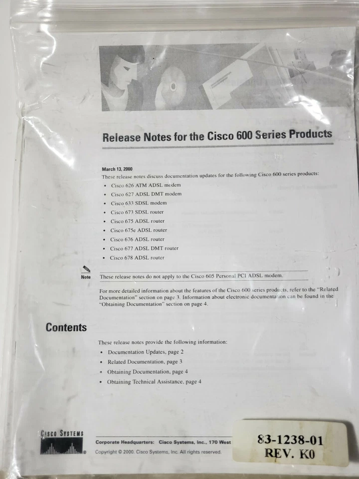 Cisco ADSL 675 Router complete Reference Manuals 83-1238-01 REV. K0 (NEW) (RARE) - Image 4 of 4