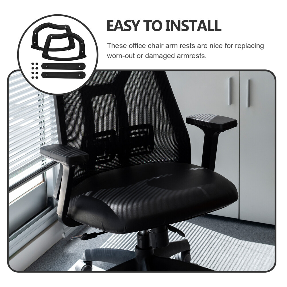 Braccioli Sedia Ufficio - 2 Pezzi Cuscinetti Ergonomici In Plastica Nero - Foto 5