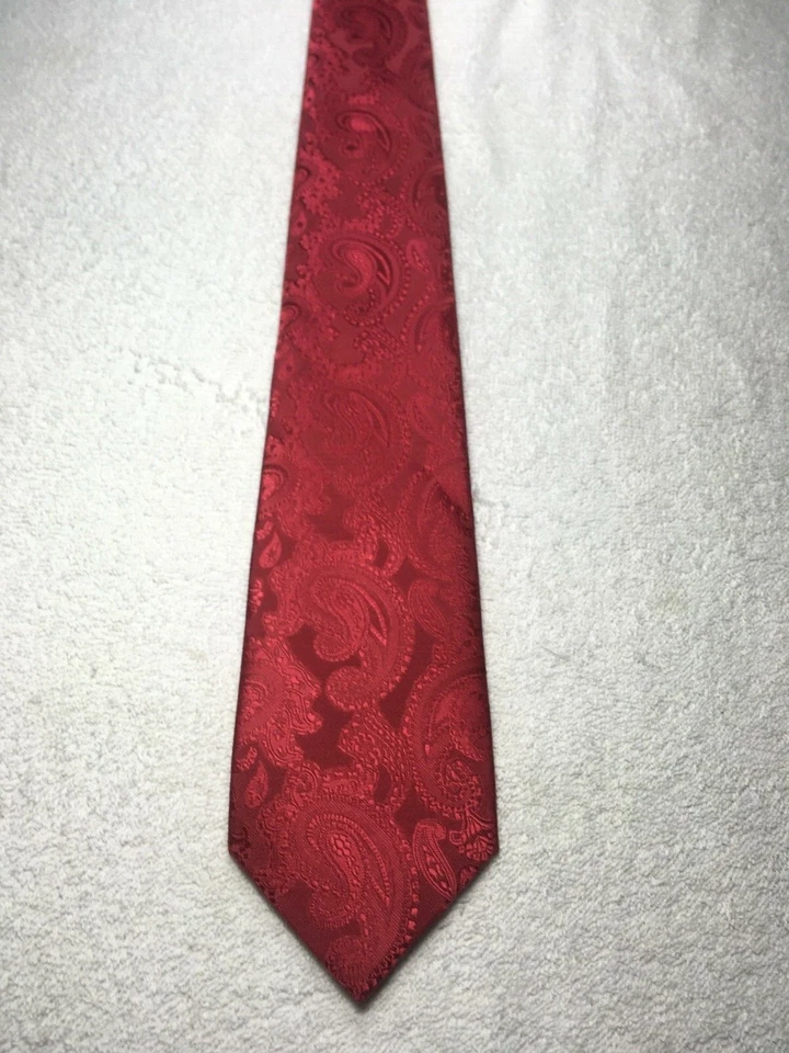 GEOFFREY BEENE MENS TIE SOLID RED WITH PAISLEY PATTERN 3 X 59 - Image 2 of 4
