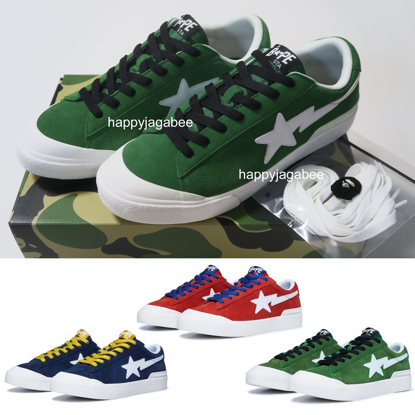 [US7 - US13] A BATHING APE Men's Footwear MAD STA Suede Type Blue / Green /  Red