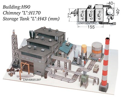 #ad N Scale Greenmax 2144 Industrial Plant Factory Building Kit Structures Dioramas $19.99