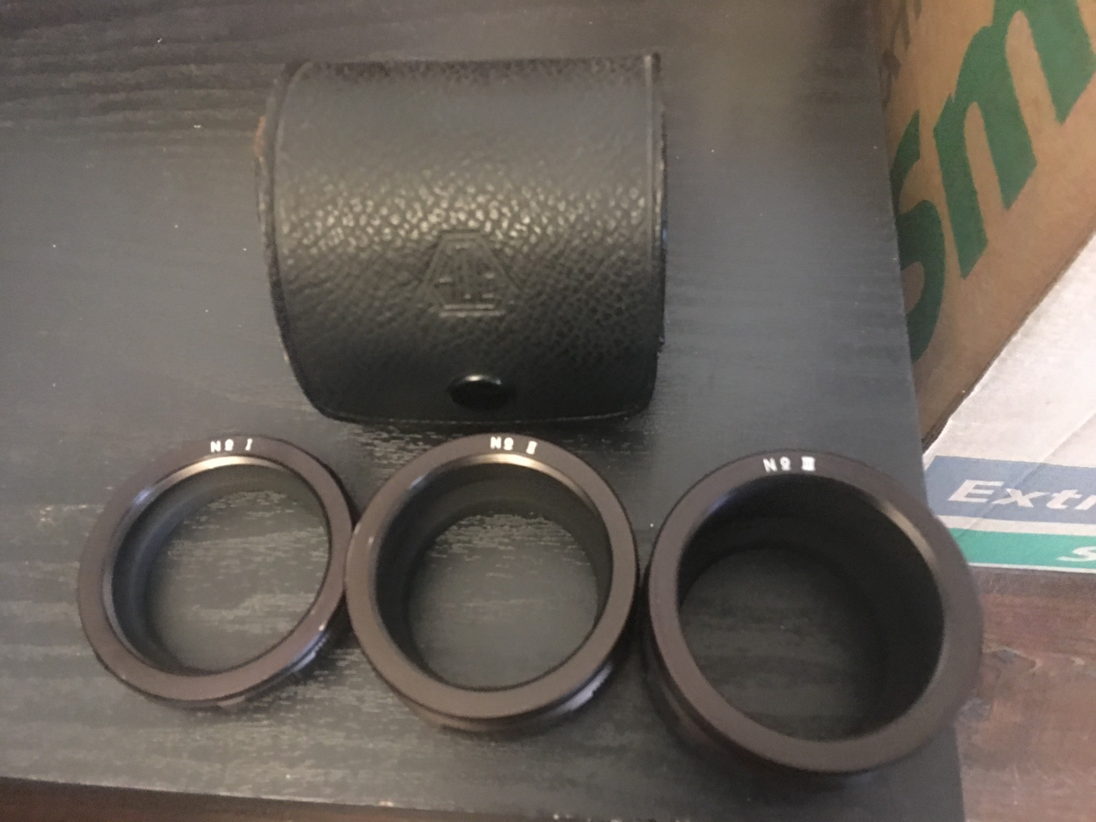 VINTAGE CAMERA  LENS # I II III TUBE EXTENSION WITH CASE