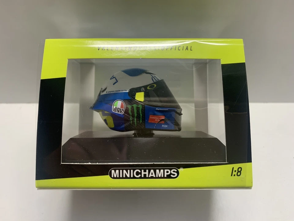 MINICHAMPS CASCHETTO 1/8 HELMET 2020 VALENTINO ROSSI YAMAHA GP MISANO RACE  2 - Immagine 2 di 3