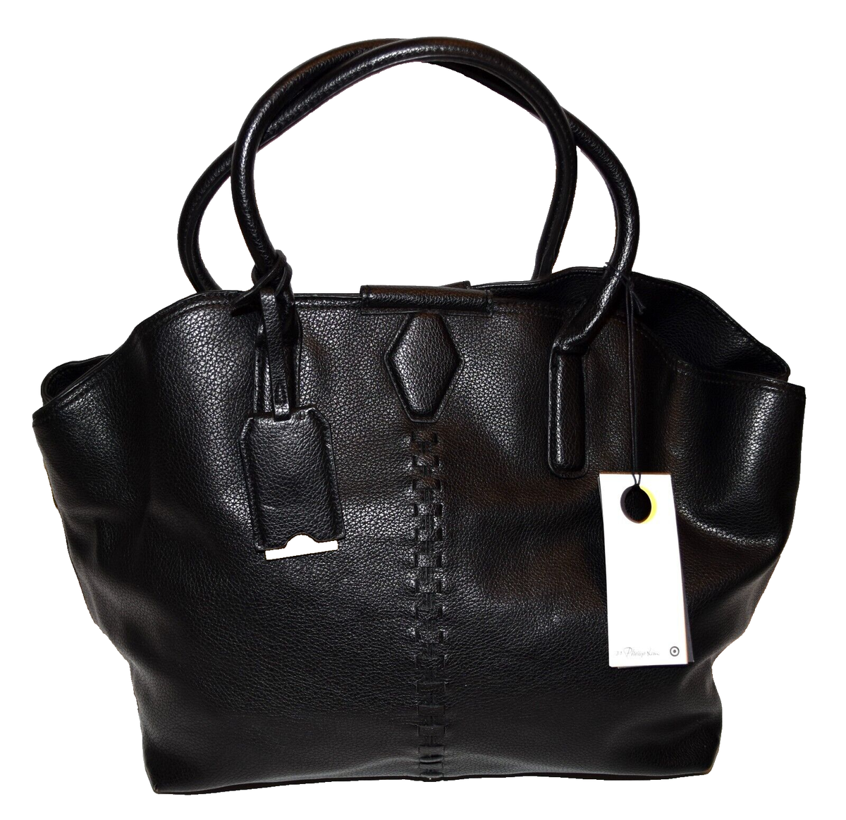Phillip Lim for Target Expandable Black Pebbled Faux Leather Tote Bag  NWT