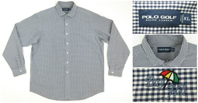 Polo Golf Ralph Lauren Arnold Palmer Bay Hill Navy Blue White Gingham Shirt XXL