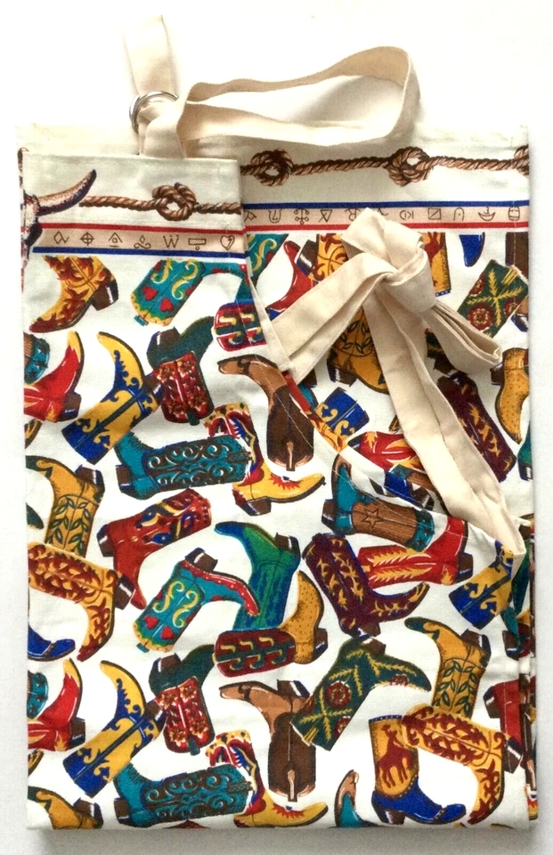 KAY DEE Designs Chef Bib Apron 'Barn Dance' Cowboy Boots Cotton NEW! CRISP!! - Image 3 of 4