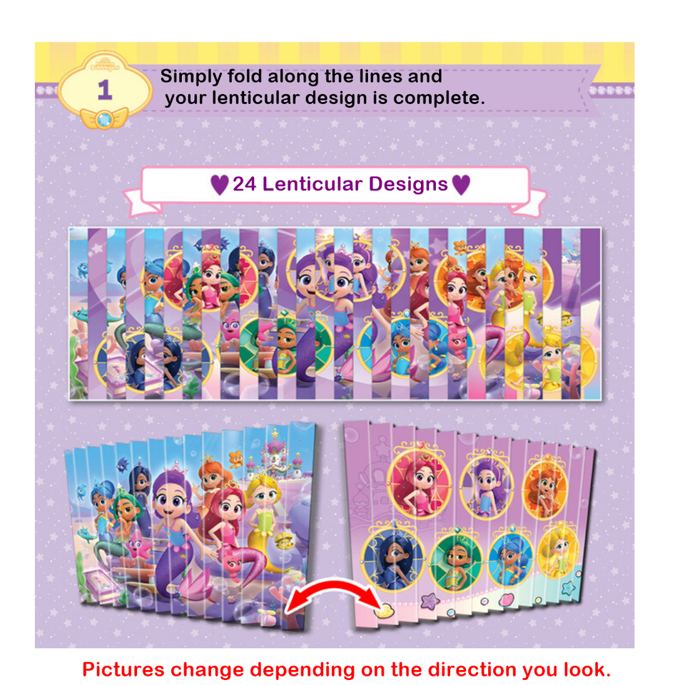 Rainbow Bubblegem Princess Mermaid Accordion Style Lenticular Coloring