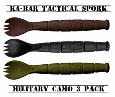 Ka-Bar Tactical Military Multicam SPORK Fork Spoon Knife 3pc SET Survival Campin