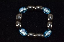 Magnetic Therapy Hematite Bracelet Blue Brown Beaded Wellness Wristband
