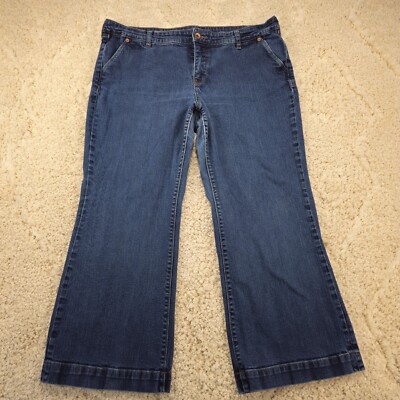 Lands End Womens Jeans Bootcut Mid-Rise Trouser Size 18 Petite 38x27 Denim