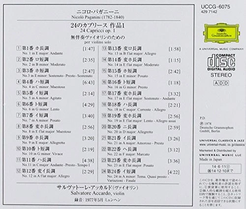 Salvatore Accardo Paganini 24 Capricci  From Japan CD 24tracks Foto 2 de 2