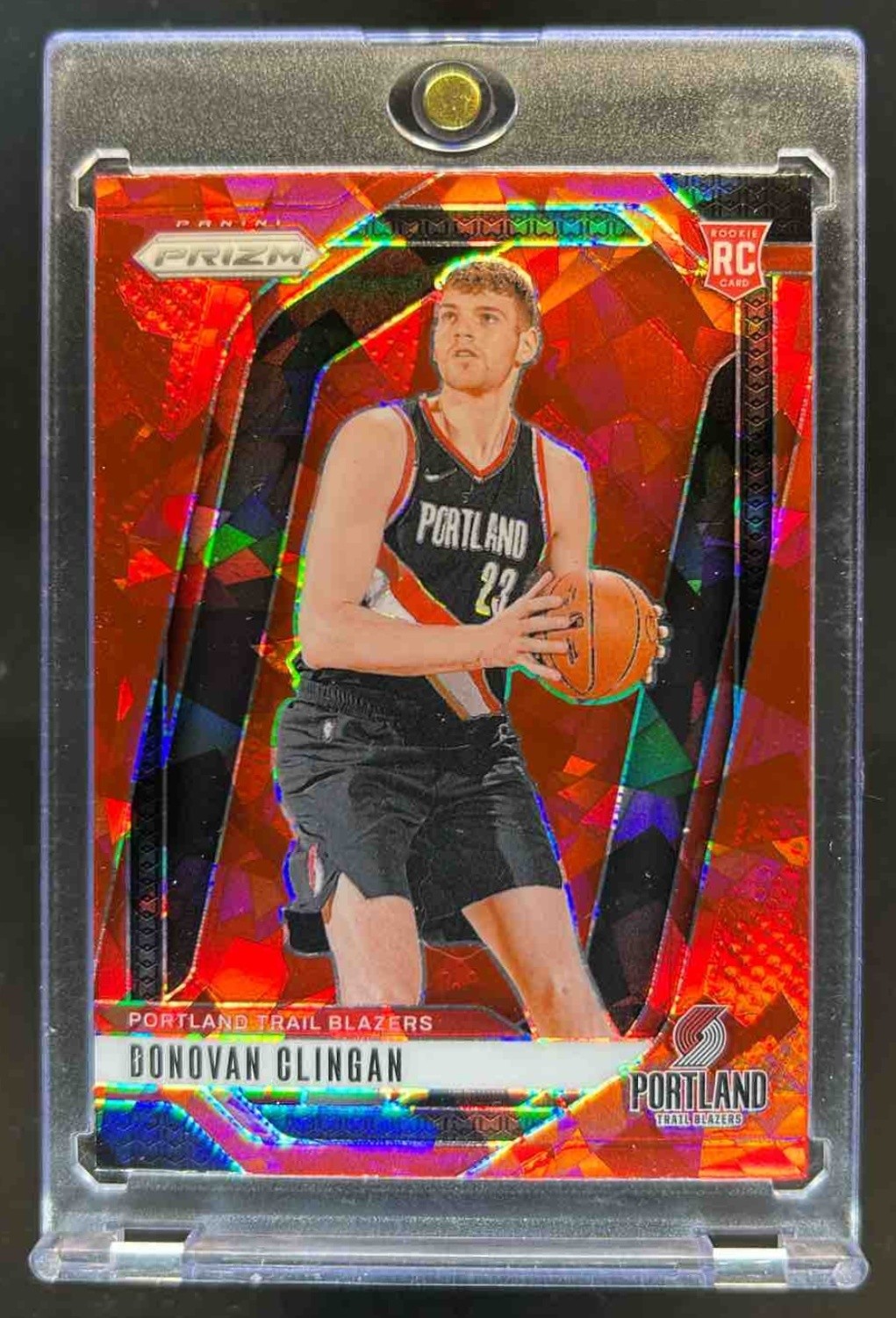 2024-25 Prizm Donovan Clingan RC Red Ice Rookie #221 Trail Blazers