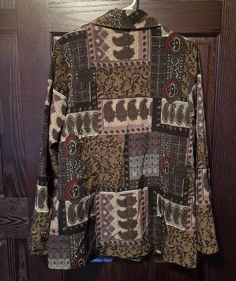 BLAZER VINTAGE MODA BUG MULTICOLOR FLORAL MANGA LARGA UN BOTÓN TALLA 14-16 Foto 4 de 4